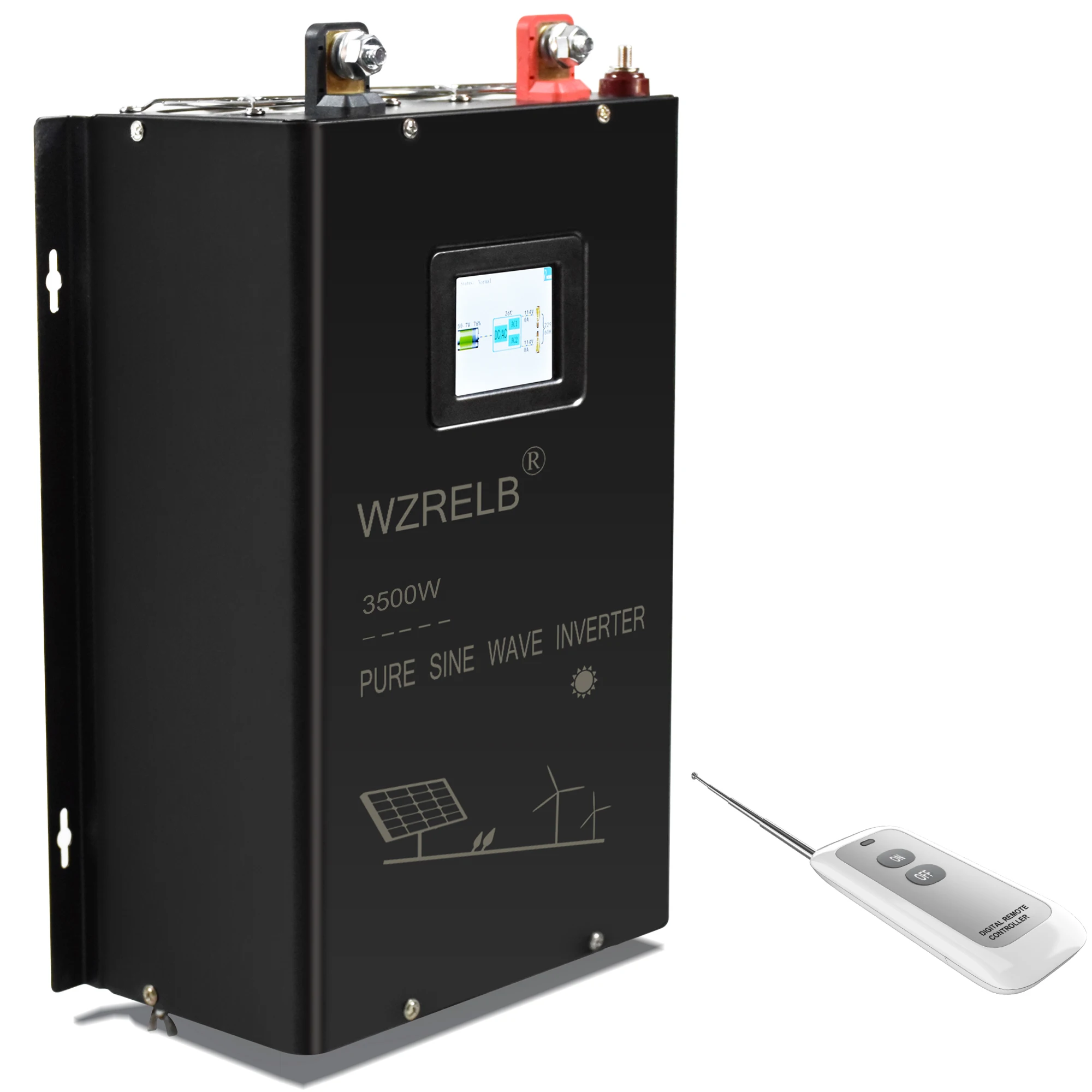3500W Split phase Pure Sine Solar Power Inverter Remote Control 24V/36/48V/72V DC to 110V/220V,120V/240V AC Two Voltage Converte