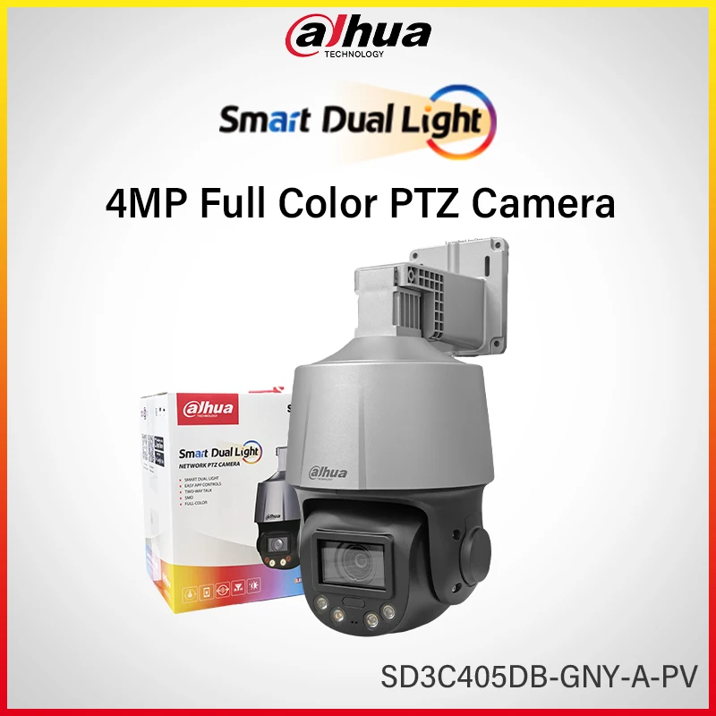 

Dahua 4MP WizSense Network PTZ Camera 5× Optical Zoom Smart Dual Light Tow-way Audio SD3C405DB-GNY-A-PV Siren&Light Alarm IR 50m