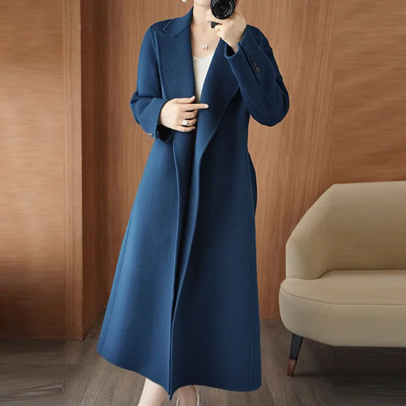 

2025 Women's 100% Cashmere Thick Double sided Long Jacket Classic Multi functional Fashion Suitable for Business