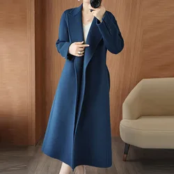 2025 Women's 100% Cashmere Thick Double sided Long Jacket Classic Multi functional Fashion Suitable for Business