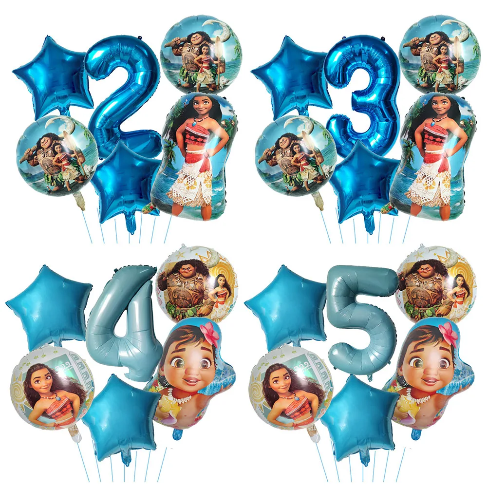 Moana Princess Balloons Birthday Party Decoration 32inch Number Balloon Set Moana Baby Shower Maui Foil Balloon Party Supplies