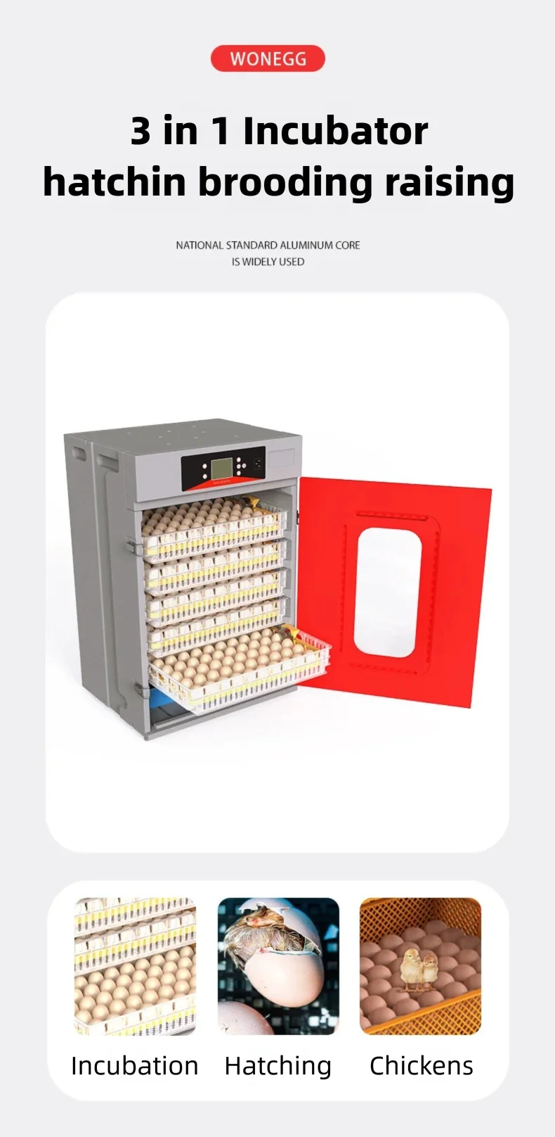 400 Eggs Fully Automatic Incubator Digital Temp & Humidity Control, Auto Egg Turner, 110V/220V, for Chicken Duck Quail for farms view 5