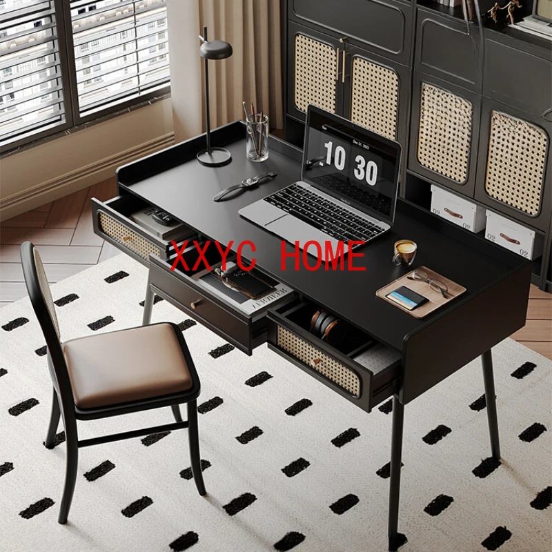 Vintage rattan home study living room small apartment high-end designer computer office desk