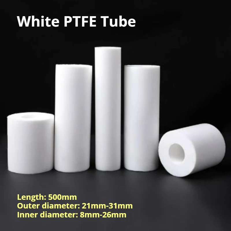 

1pcs OD 21mm-31mm White Polytetrafluoroethylene Hollow Rod Environment-friendly Non-toxic DIY PTFE Sleeve Length 500cm PTFE Bar