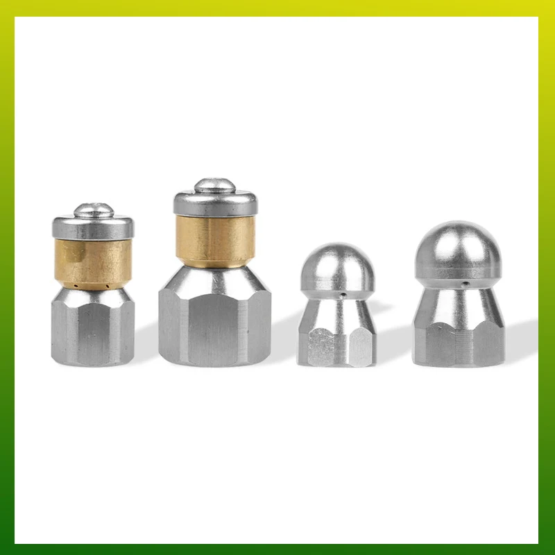 High Pressure Washing Tools1/4 3/8 Jetter Washer Nozzle Drain Sewer Dredge Cleaning Pipe Nozzle Stainless Steel Rotary Nozzles