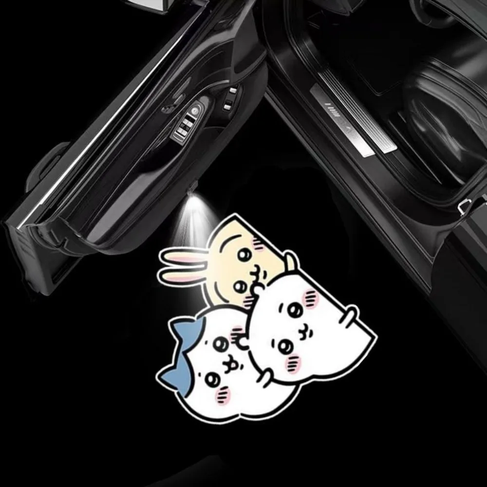 Chiikawas Usagi Wireless Car Door Welcome Light Auto Sensor Ground Projector Lamp Kawaii LED Projection Light Vehicle Decor view 4