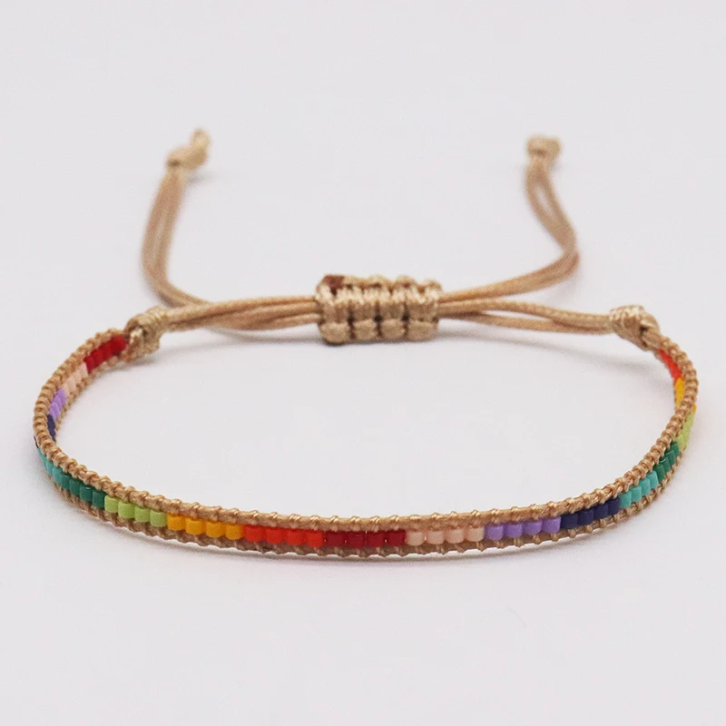 ZHONGVI-pulsera con cuentas Miyuki para mujer, brazalete minimalista hecho a mano, joyería con cuentas de arcoíris, accesorios bohemios de moda