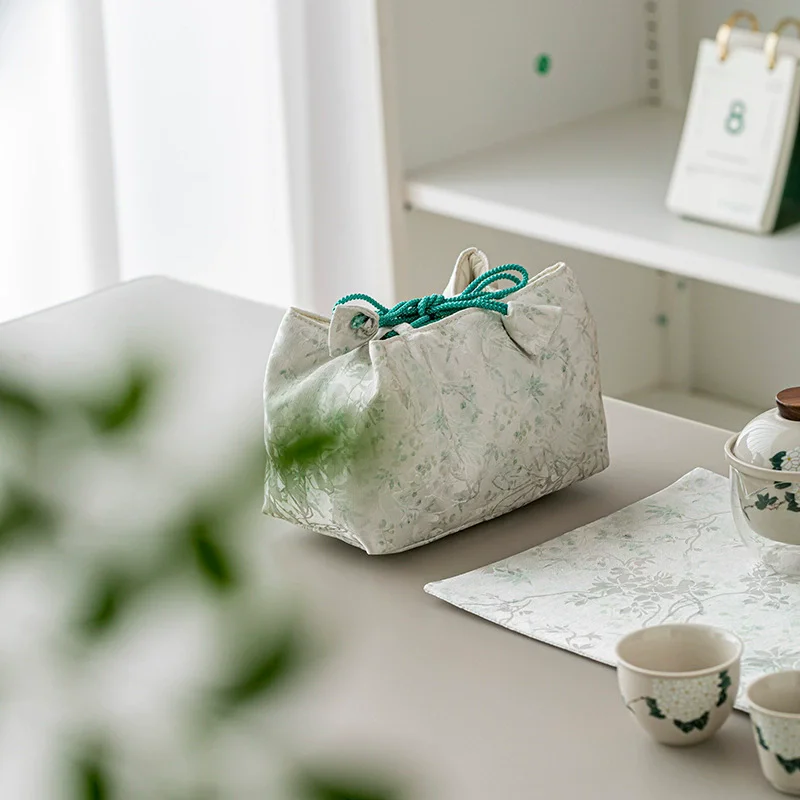 Thickened Tea Set Storage Bag Portable Travel Tea Set with 1 Teapot & 2 Cups | Outdoor Quick Tea Set Organizer view 3