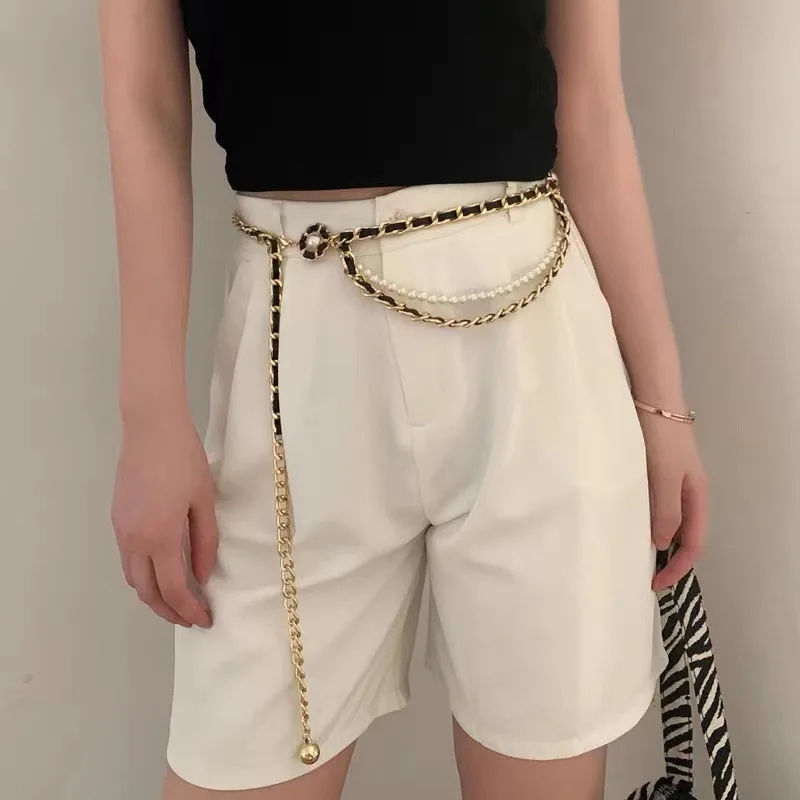 Gold Multi-layered Metal Women's Waist Chain Korean Fashion Exclusive Y2k High Street Banquet Belt For Femme Apparel Accessories