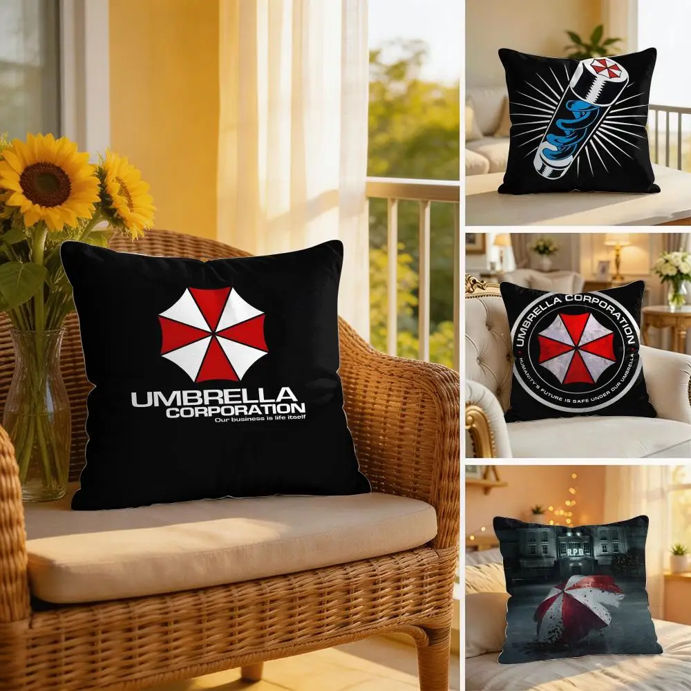 Game R-Resident E-Evil U-Umbrella Cushion Cover Wrinkle-Resistant Short Plush Cushion Covers Breathable Machine-Washable