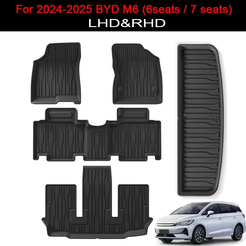 

Для BYD M6 2024-2025 6 мест 7 мест Коврики TPE 3D Всепогодные автомобильные коврики LHD RHD Подкладка багажника Черный