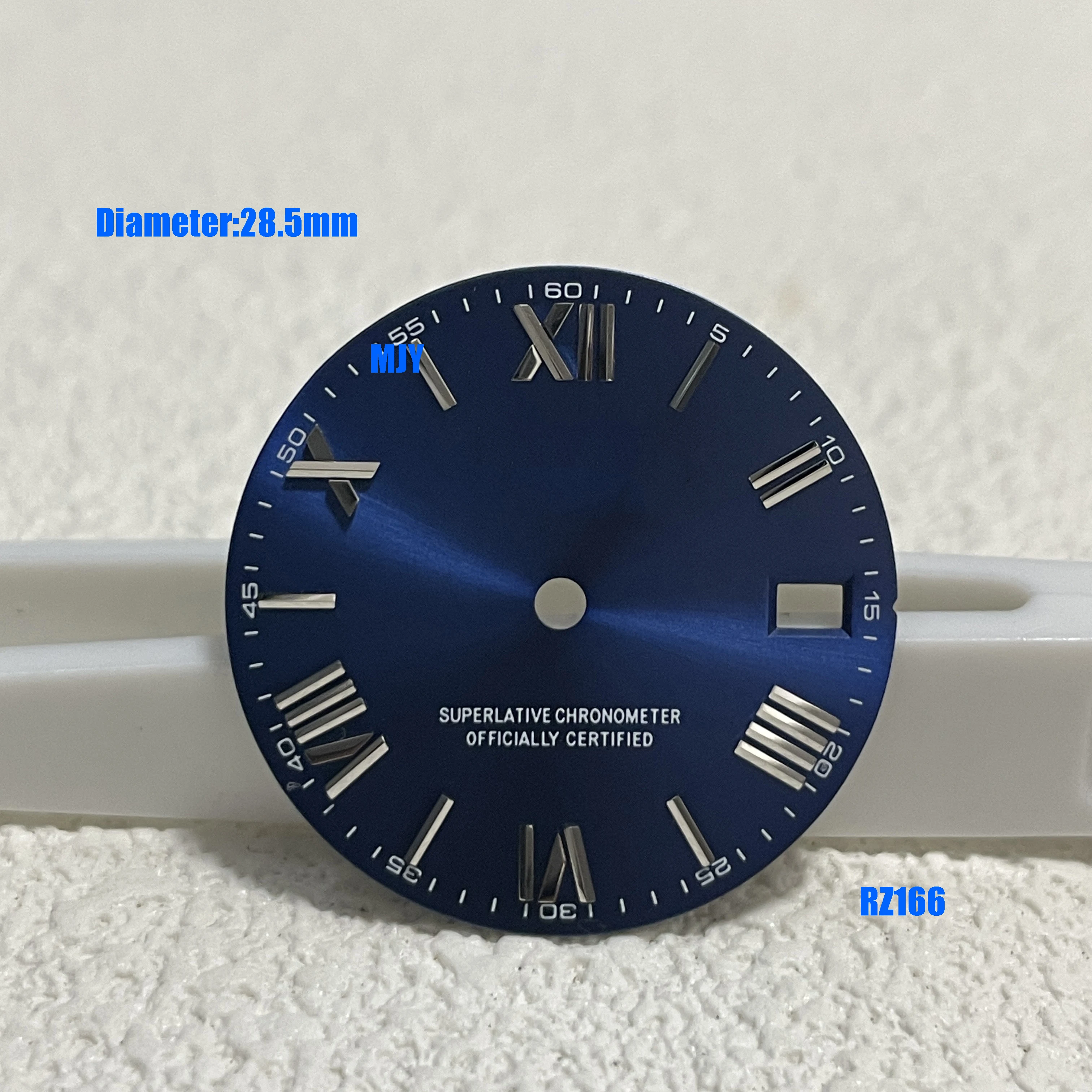 28.5 مللي متر أرقام رومانية أزرق أسود s شعار الطلب nh35 nh36 حركة فضية أوتوماتيكية لا مضيئة رومانية 29 مللي متر s قرص أخضر جميل S