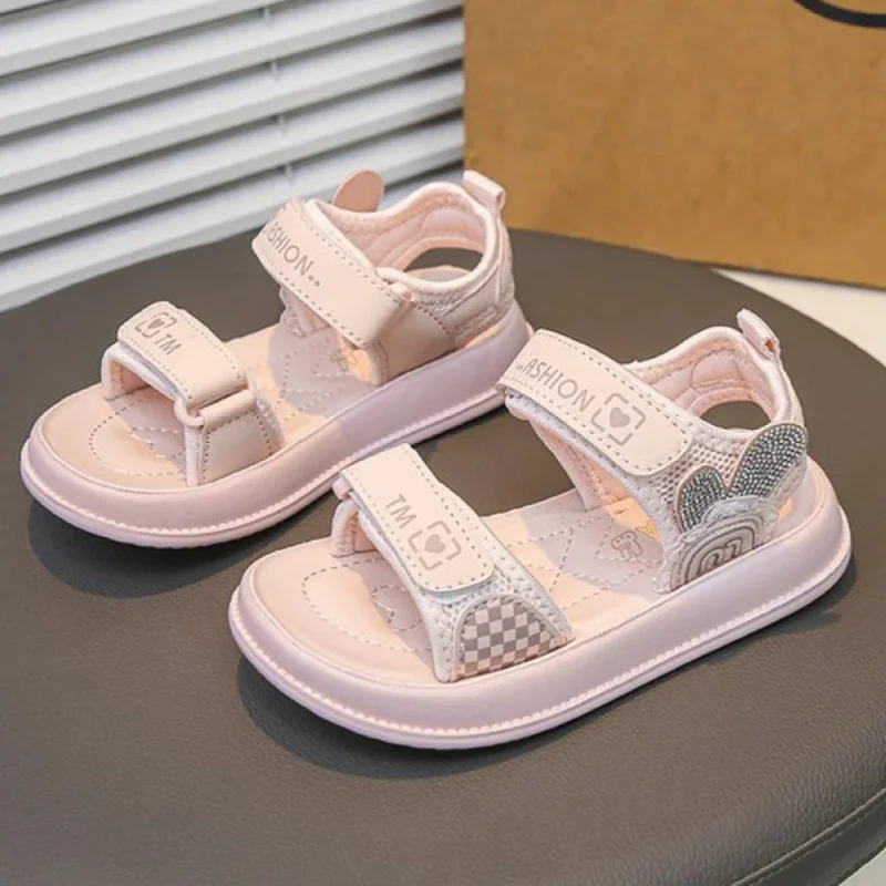

PU Leather Summer Sandals For Children Printed Trend Fashion Boy's Girl's Beach Shoes Anti-slippery Waterproof Kid's Footwear