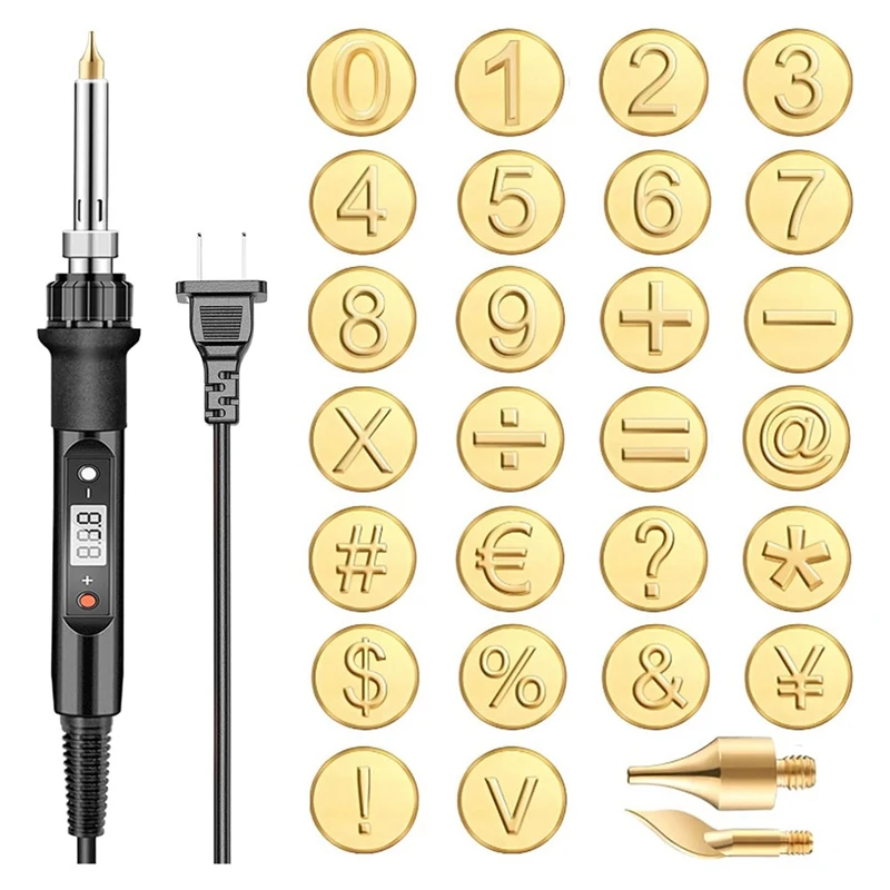 

26 Pcs Wood Burning Kit DIY Wood/Leather Burning Kit Parts Tool With Letters, US Plug