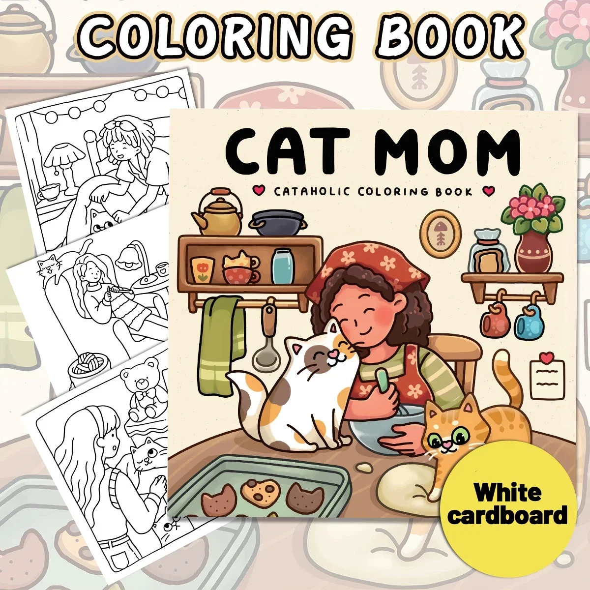 Simpatico libro da colorare per gatti, linee audace e semplici, gli adulti possono rilassarsi a casa da solo, divertimento fai-da-te genitore-figlio, migliorare la creatività