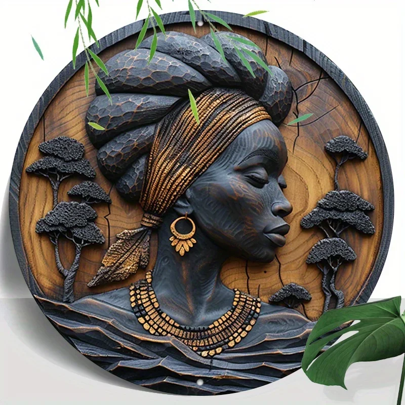 1pc Aluminum African Woman Carved Artwork 8