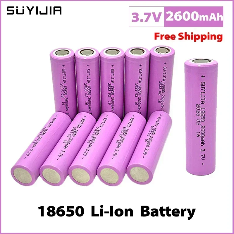 3.7V 2600mah 18650 Battery Real Capacity Li-Ion Lithium Rechargeable Batteries for Strong Light Flashlight Head Laptop Torch Toy