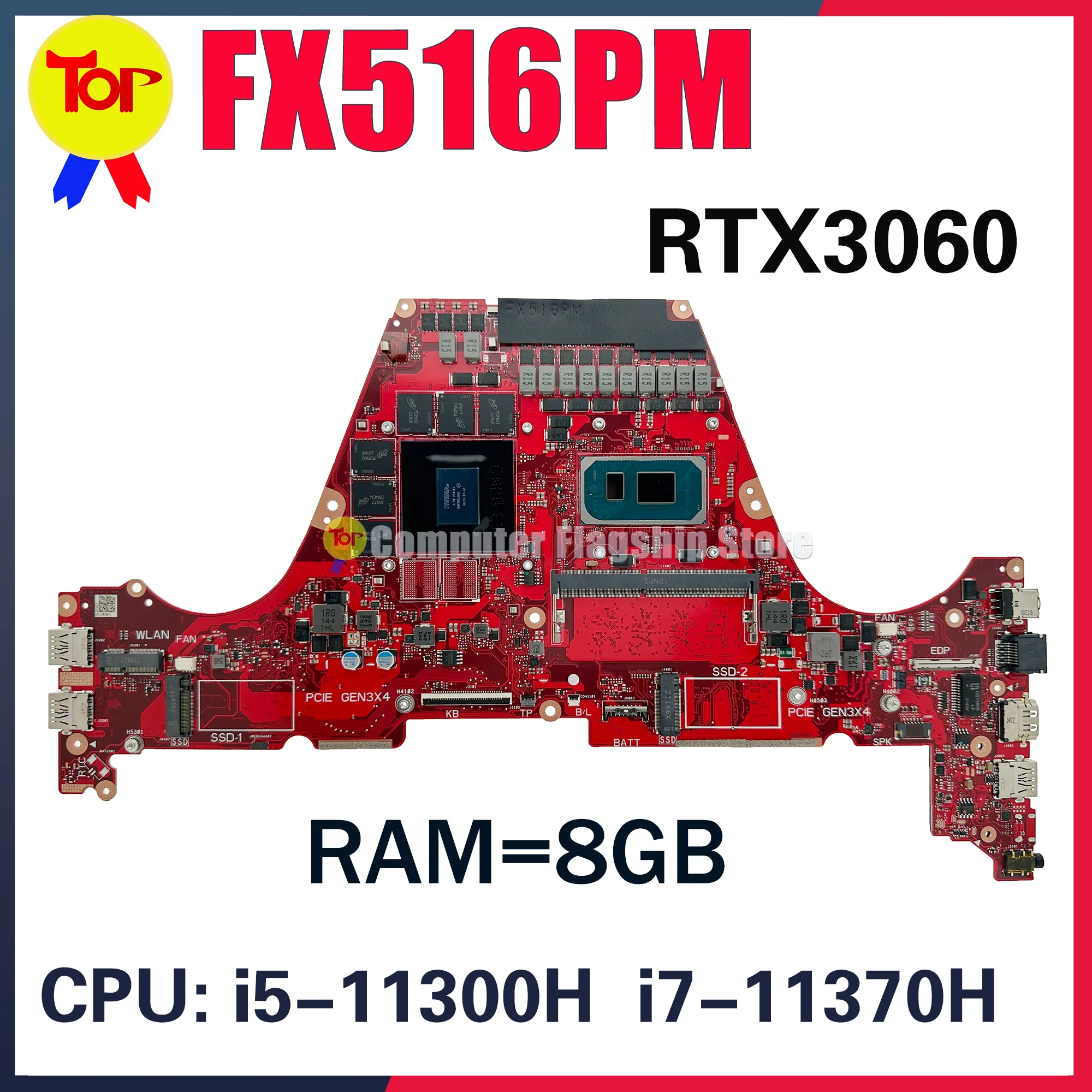 Imagem -02 - Placa-mãe do Portátil para Asus Tuf F15 Fx516pr Fx516pe Fx516pm Px516p I511300h Rtx3050 Rtx3060 Rtx3070 Placa-mãe