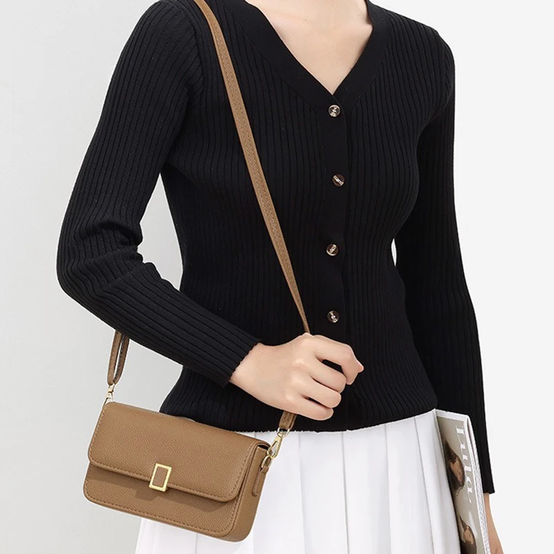 

PU Leather Crossbody Bags For Women, Classic Solid Color Flap Square Shoulder Purse, Casual Small Phone Bag Wallet Ladies Gifts