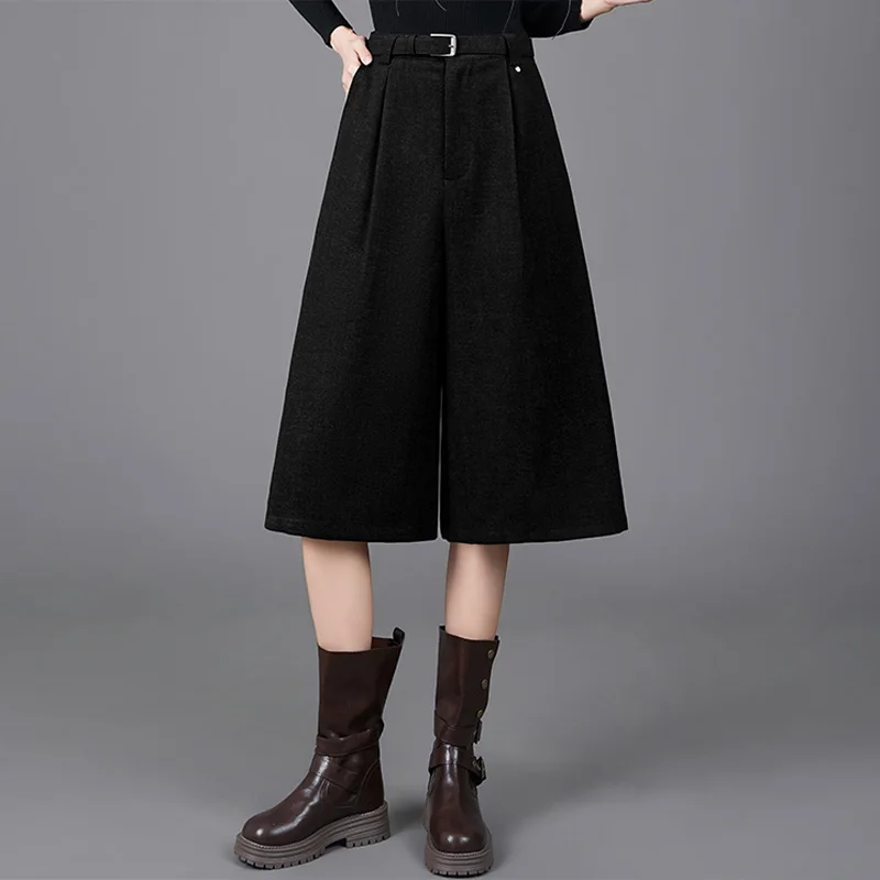 

Women's Woolen High Waist Thiened Casual Pants Autumn Winter New Sle Faionable Skirt Pants Trousers for ort Women