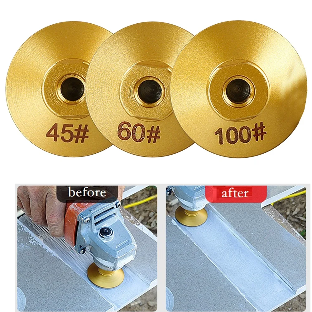 3pcs/set 45/60/100# Brazed Flat Grinding Head Abrasive Tools For Polishing Stone Marble Quartz Granite