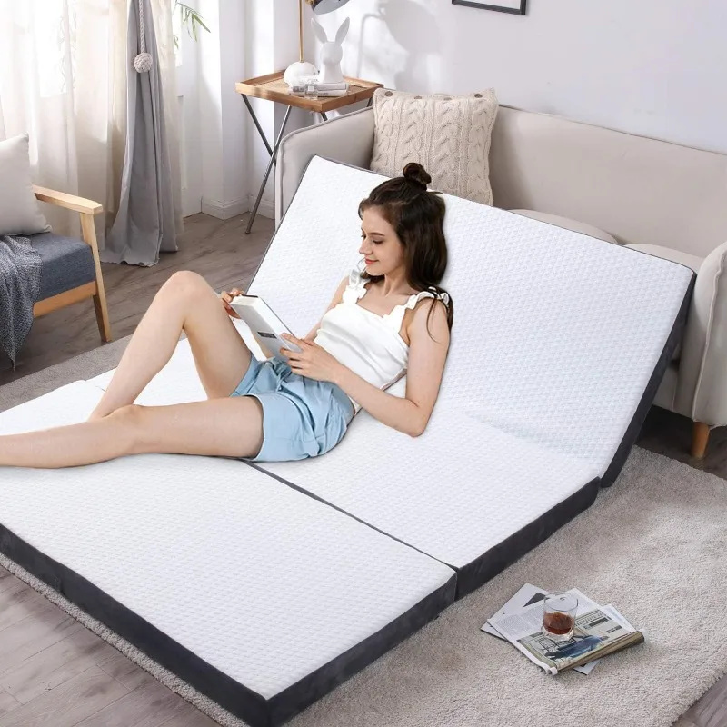 Tri-Folding Mattress with Super Soft Removable Breathable Cover for Guest Children and Adults