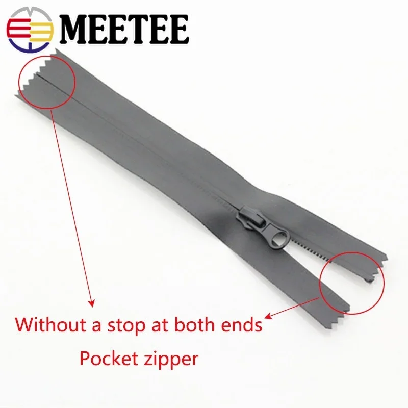 Meetee 2pcs 5# Nylon Waterproof Zippers 15/18/20cm Close-End 40-150cm Open-End DIY Jacket Bag Zip Repair Sewing Accessories