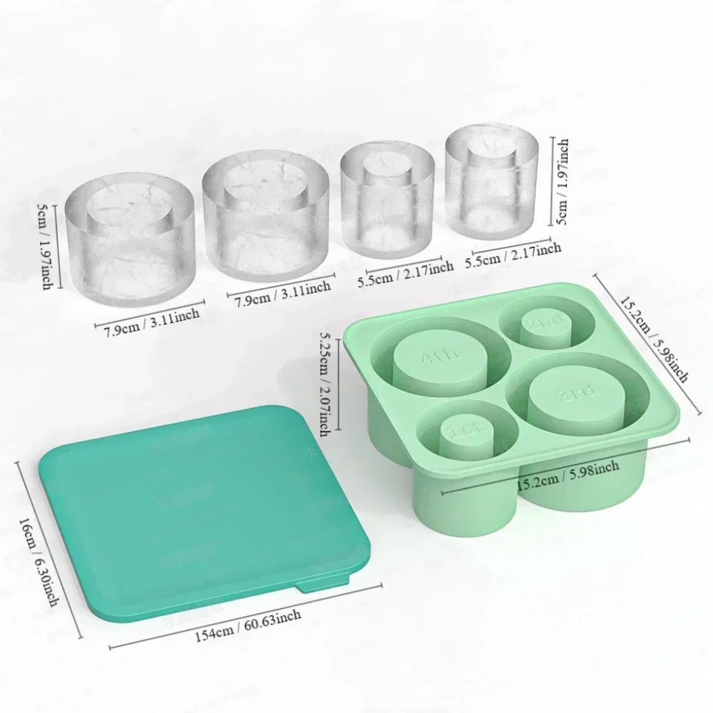 Leeseph Ice Cube Tray for Stanley Cup Tumbler Cup , Cylinder-Shaped Silicone Ice Mold with Lid , Stanley Cup Accessories