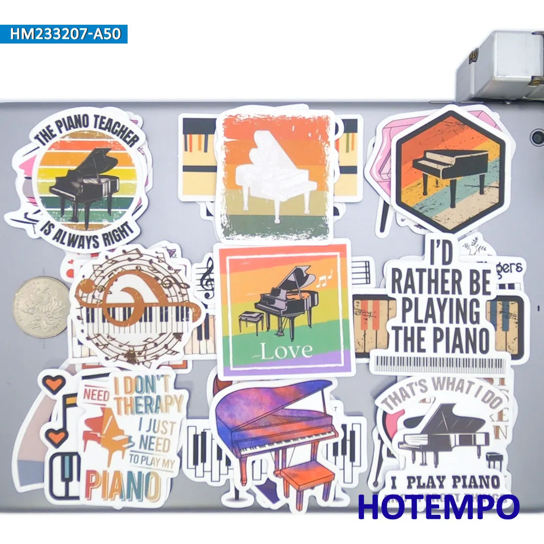 20/30/50PCS Piano Stickers Classic Musical Instrument Funny Graffiti for Laptop Scrapbook Journal Luggage Car Phone Sticker Toys