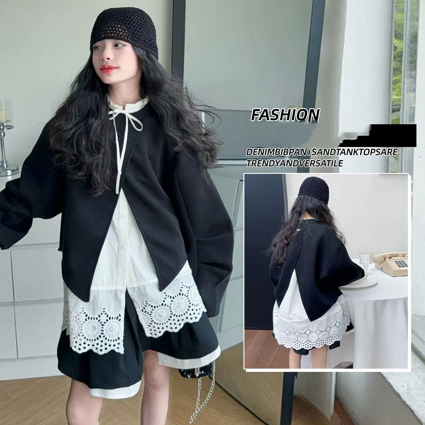 

Girl Clothes Sets Size 4-14Y Kid Dresses Sets Child 3Pieces Of Hoodie Shirt Top+Skirt Bottom Clothing Sets Toddler Fashion Suit