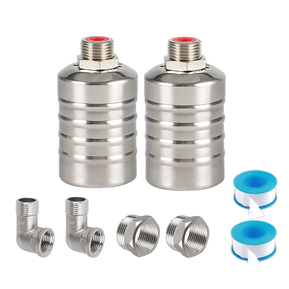 

2 Pack 1/2inch 3/4inch Auto Fill Shut Off Water Tank Float Valve, 304 Stainless Steel Water Level Control Valve