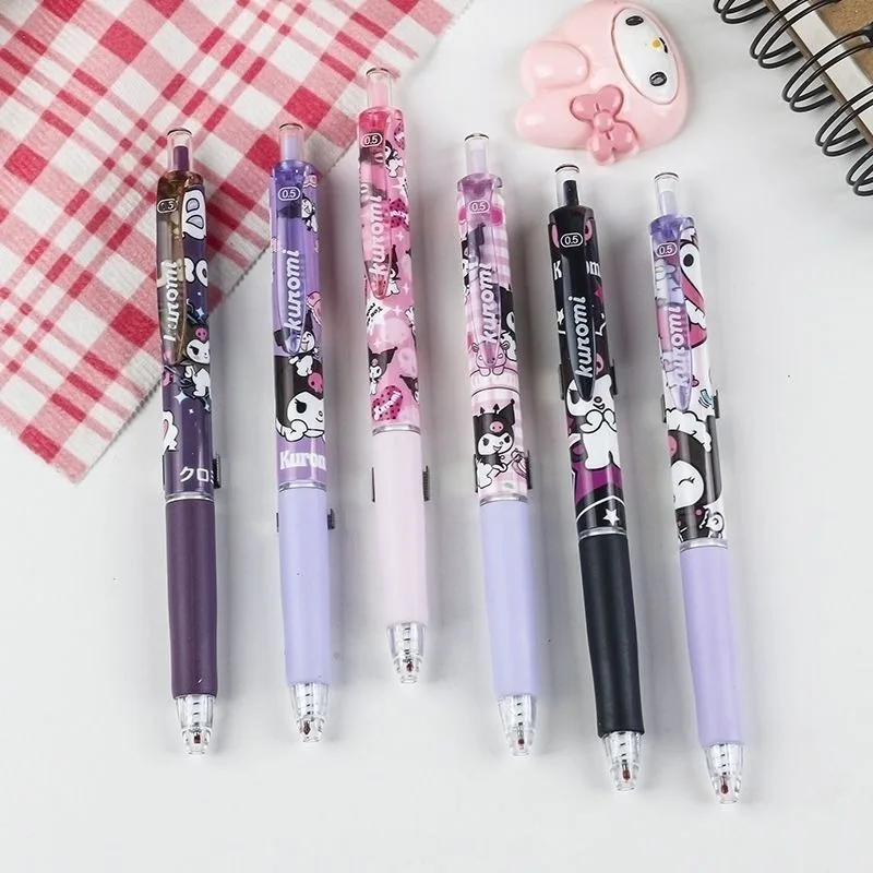 Sanrio Kuromi cartoon gel pen quick-drying pen student quick-drying 0.5 black push pen bullet cute kawaii school supplies gift