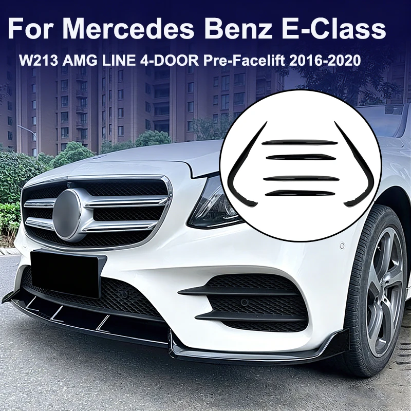

Car Bumper Spoiler Kit Splitter Air Intake Grille Cover for Mercedes Benz E-Class W213 AMG LINE 4-DOOR Pre-Facelift 2016-2023