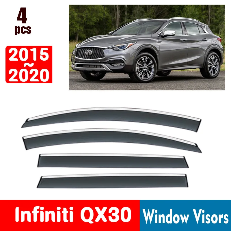 FOR Infiniti QX30 2015-2020 Window Visors Rain Guard Windows Rain Cover Deflector Awning Shield Vent Guard Shade Cover Trim