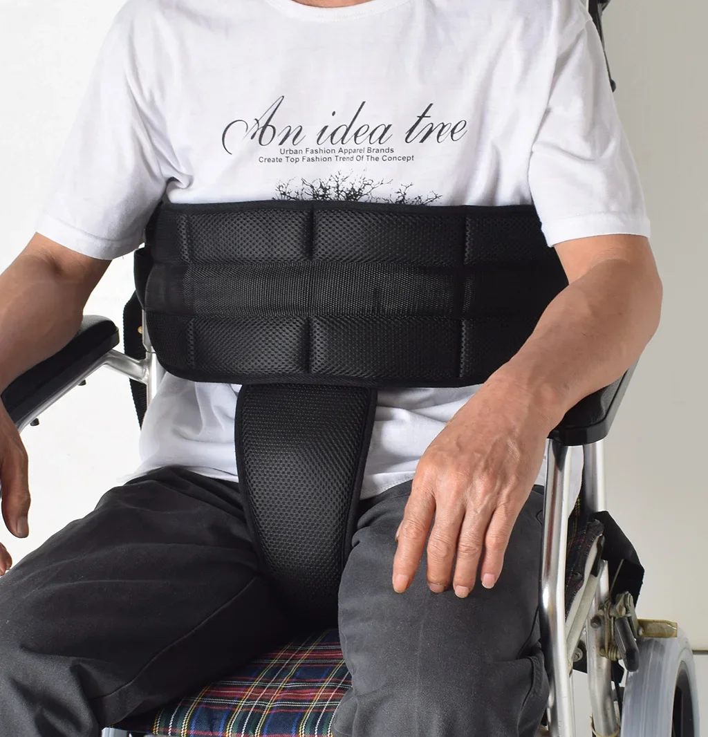 New Wheelchair Protective Belts T-cushion Prevent Body Fall Wheelchair Safety Seat Patients Restraints Fixing Breathable Straps