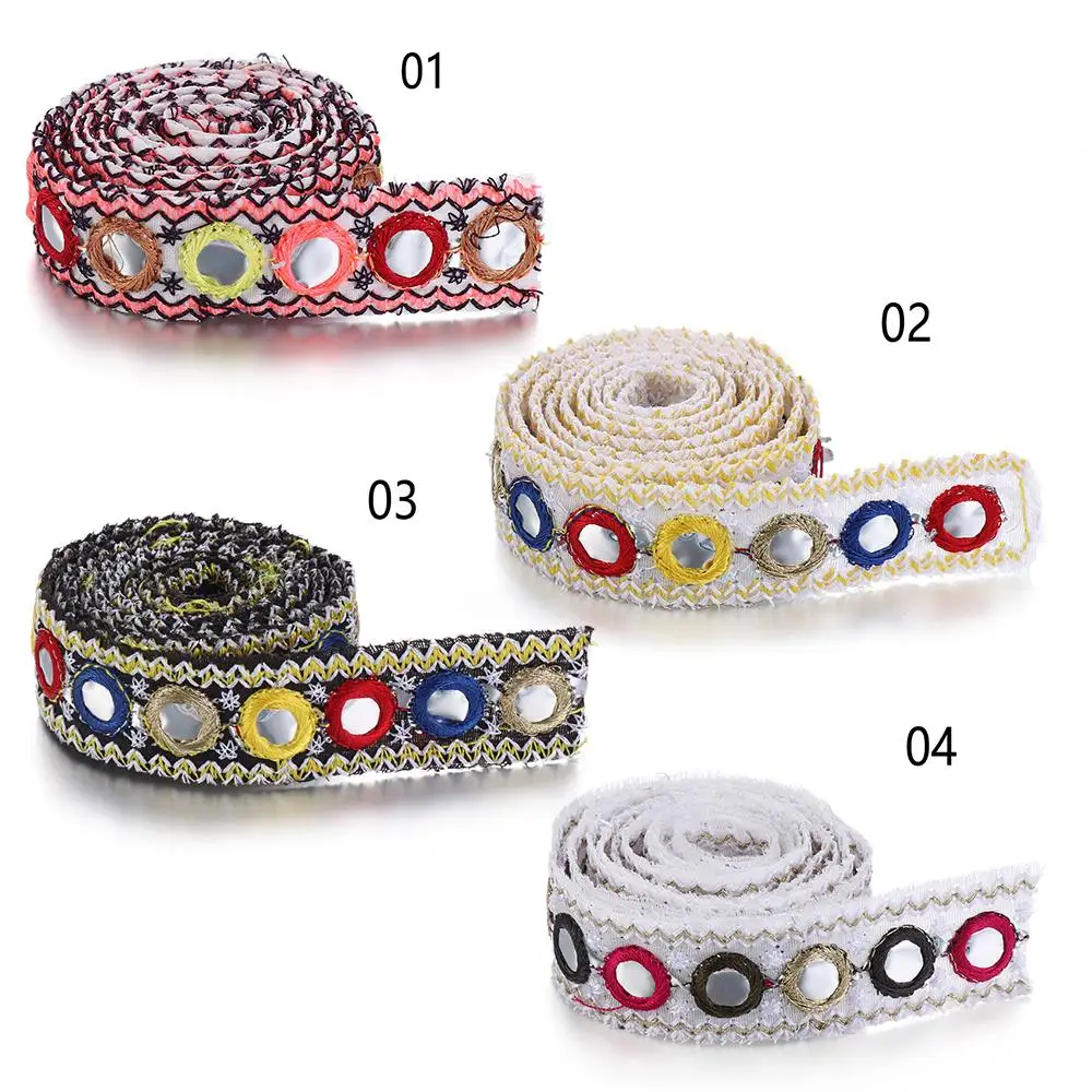 1yard Ethnic DIY Webbing Sewing Clothing Decorative Embroidered Lace Trim Yarn Mirror Ribbons