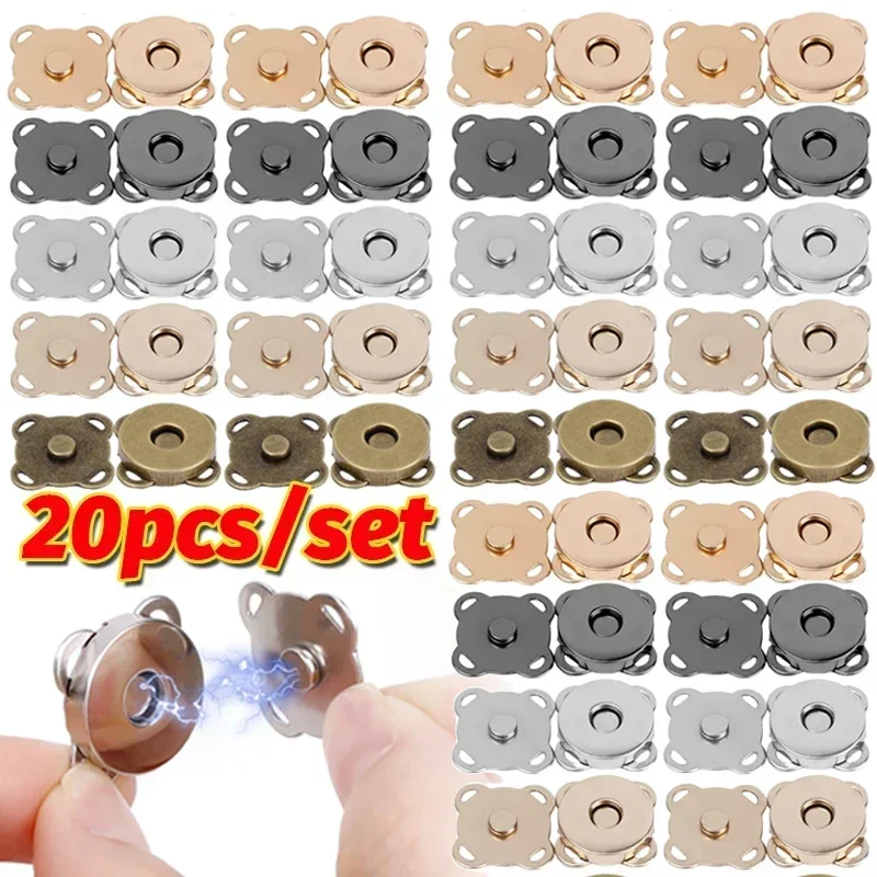 DIY Sewing Metal Magnetic Snaps Clasps for Purse Handbags Making Buttons Locks Plum Blossom Pins Clothes Craft Buttons Wholesale