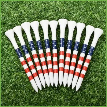 10/20/50pcs Golf Tees, Color-Striped Tees, Bamboo Tee (3-1/4'' & 2-3/4'') Length Golf Ball Holder Golf Training Practice tees