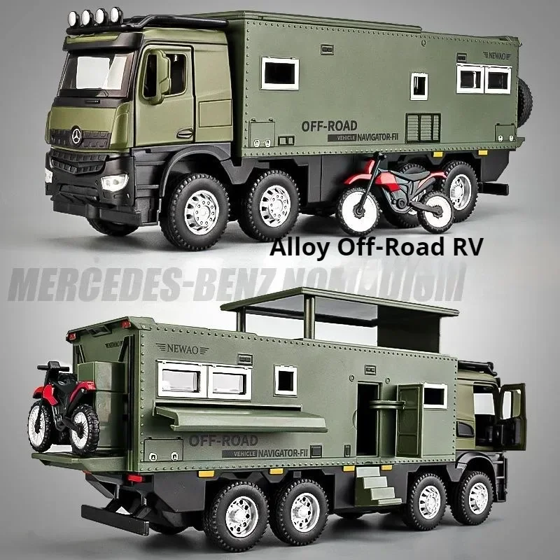 

perfect gift set:super large 25cm alloy car model,1:24 simulated off-road RV with cool lighting and sound,cool stuff kids toys