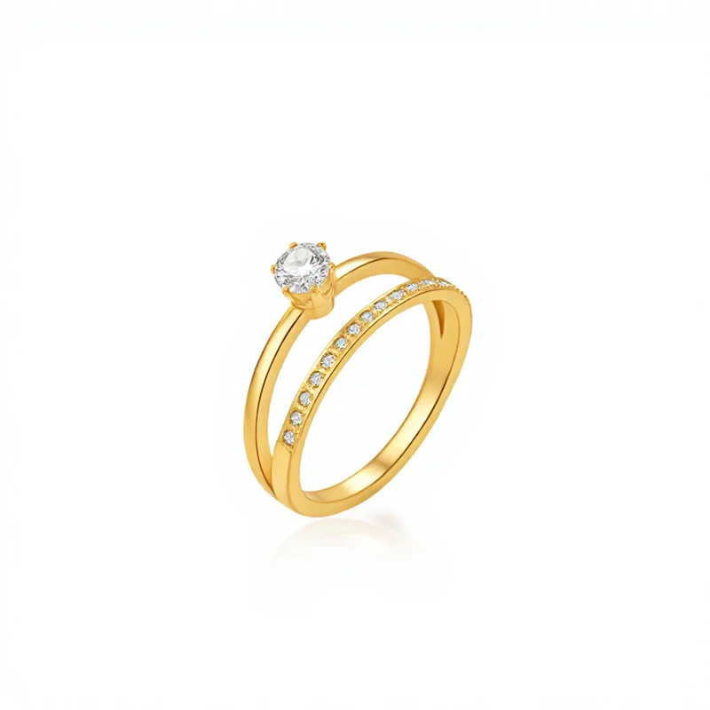 316L Stainless Steel 2026 New Fashion Jewelry Small Commodities Wholesale Embed Zircon 2-Layer Interweave Women Rings