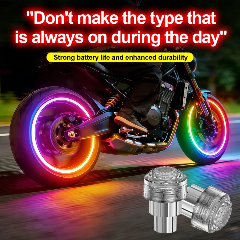 Motorcycle rim light seven-color flashing decorative light for electric bike tire valve car valve light wheel light