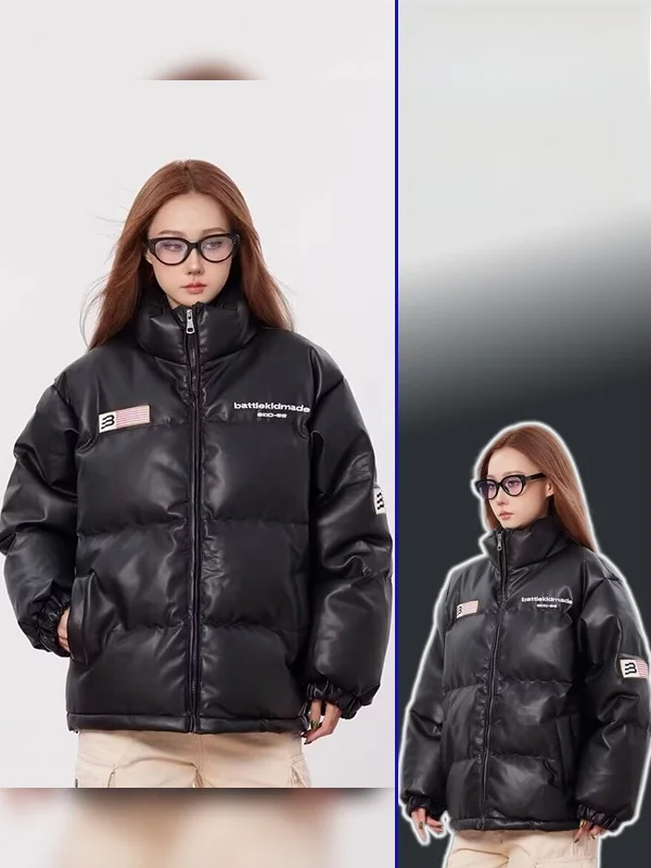 

Hip Hop Sle Women's Thiened Bread Coat Stand Collar Loose Fit Winter Warm Cotton Outerwear Faionable plus Size Jaet