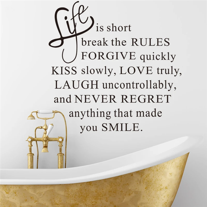 Life Is Short Inspirational Letters Wall Art Decorative Sticker For Office Bedroom Home Decoration Diy Quotes Decal Pvc Poster