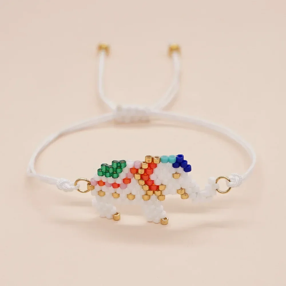 Rice bead bracelet Zoon Elephant Originality Design Hand knitting Bohemia Adjustable Fashion Simple Female Beaded bracelet