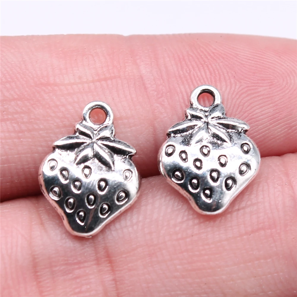 WYSIWYG 20pcs 15x11mm Charms Strawberry Charms For Jewelry Making DIY Jewelry Findings Antique Silver Color Alloy Charms