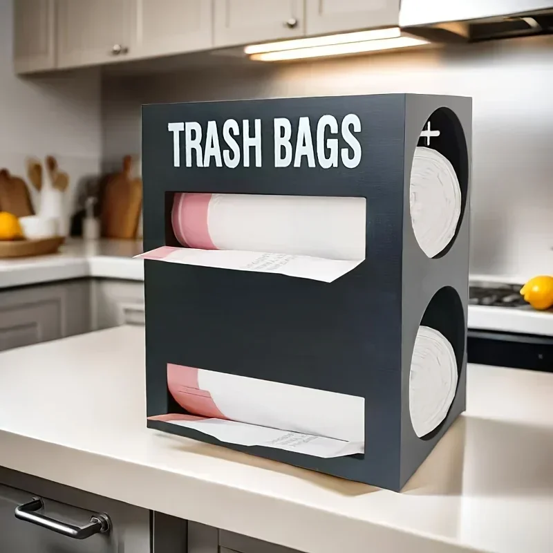 

Large Double-Layer Wooden Trash Organizer with 2-in-1 Capacity- Heavy-Duty Kitchen Storage Cabinet& Hanging Shelf