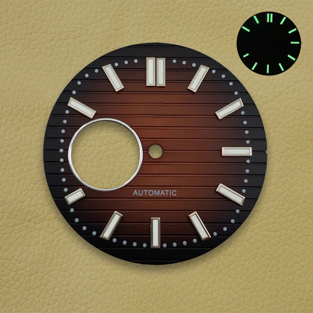 High-Quality S Logo 30.5mm Nautilus Hollow Dial Green Luminous Suitable for NH38 Movement Watch Modification Accessories image 3