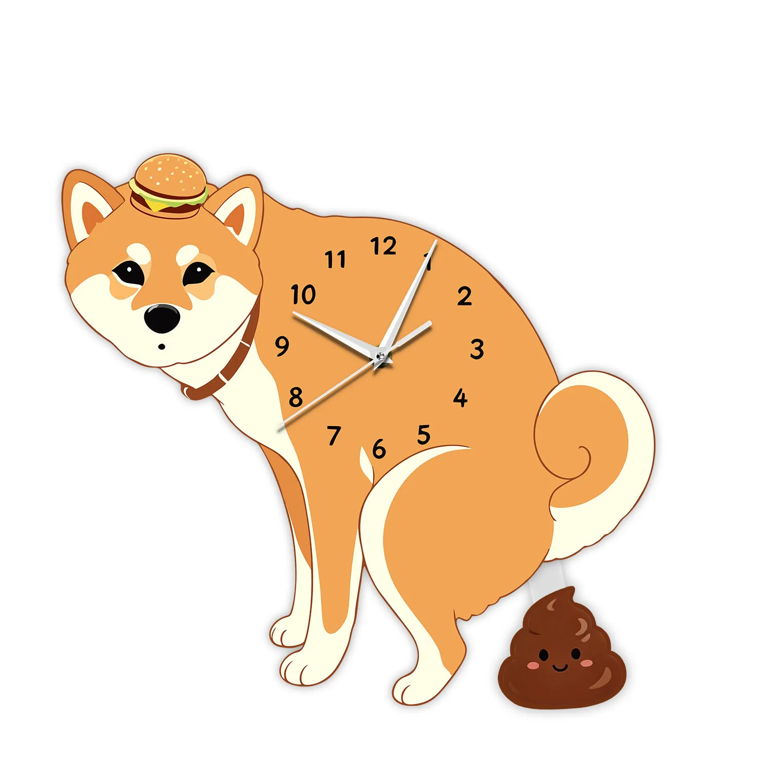 Pembroke Welsh Corgi Poop Swinging Pendulum Wall Clock Puppy Pet Home Decor Funny Meme Dog Novelty Gag Wall Clock Silent Quartz