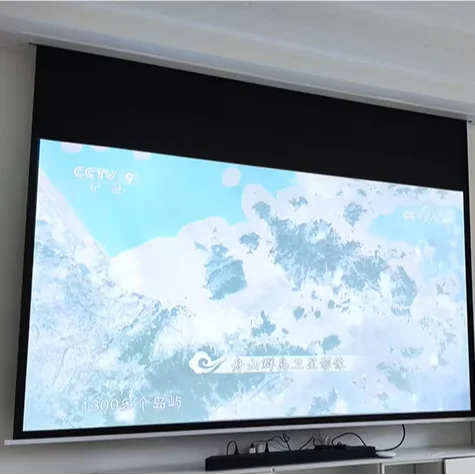 Embedded Projection Hidden Screen Electric Ceiling Cable Screen 150 Inch 16:9 White Metal Black Crystal Tripod 1-Year Warranty