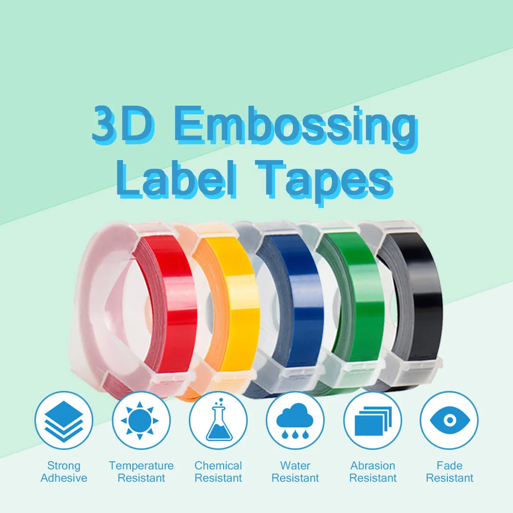 1 Roll Basic Colors Refill Tapes for Motex Embossing Label Maker MOTEX 1540B E505 Typewriter - 12mm x  3mtrs